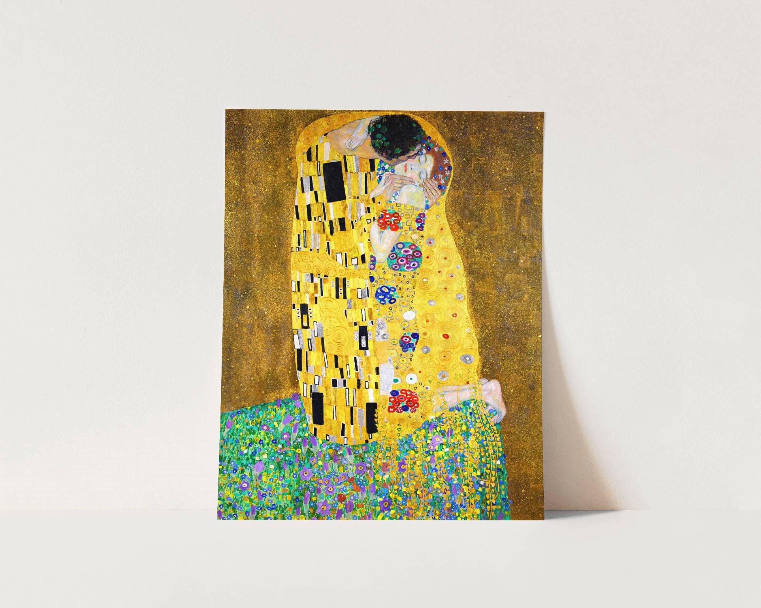 Gustav Klimt 接吻 アートプリント 約60cm x 50cm Gustav Klimt, the Kiss - Vintage Reproduction Art Print, Colorful