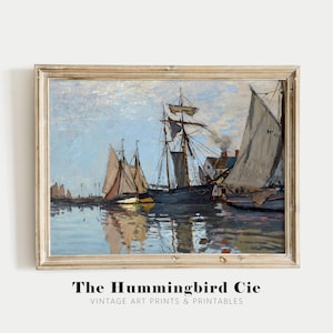 クロード・モネ、バトー・ダン・ル・ポート・ド・オンフルール - ヴィンテージ複製アートプリント、ヨットウォールアート、航海アート装飾、デジタルダウンロード