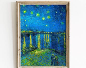 Vincent Van Gogh, Starry night - Antique reproduction art print, Vibrant vintage painting, Night wall art, Coastal art decor, MAILED PRINT