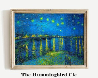 Vincent Van Gogh, Starry night - Vintage reproduction art print, Colorful painting, Nautical wall art, Stars art decor, DIGITAL DOWNLOAD