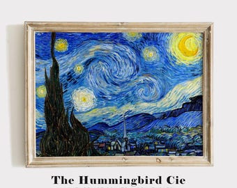 Vincent Van Gogh, Starry night - Vintage reproduction art print, Colorful antique painting, Starry wall art, Urban art decor, MAILED PRINT