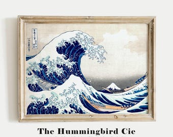 Katsushika Hokusai, The Great Wave - Vintage reproduction art print, Elegant painting, Ocean wall art, Japanese art decor, DIGITAL DOWNLOAD