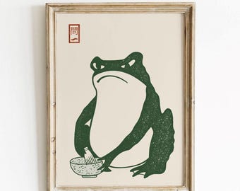 Matsumoto Hoji, Japanese frog - Vintage reproduction art print, Colorful antique illustration, Toad wall art, Nature art decor, MAILED PRINT