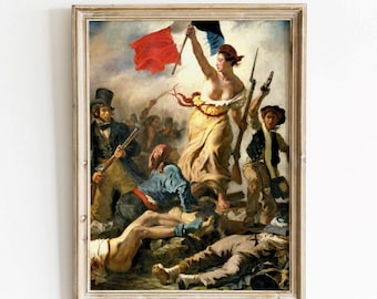 Eugene Delacroix, Liberty leading the people - Antique reproduction art print, People wall art, French revolution art decor, MAILED PRINT