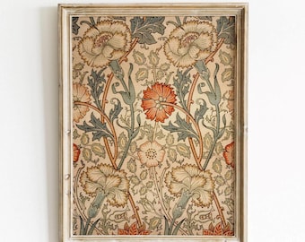 William Morris, Pink and rose - Vintage reproduction art print, Colorful antique wallpaper, Flower wall art, Botanical decor, MAILED PRINT