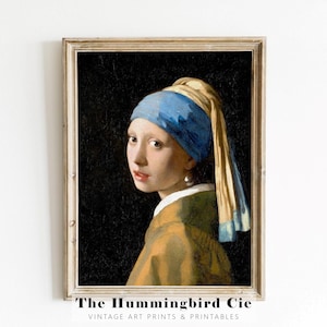 Johannes Vermeer, Girl with a pearl earring - Vintage reproduction art print, Vibrant antique painting, Portrait art decor, DIGITAL DOWNLOAD
