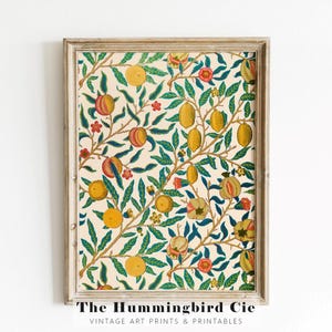 William Morris, Frutta - Stampa artistica di riproduzione vintage, Carta da parati antica colorata, Arte murale di limoni, Decorazione artistica floreale, DOWNLOAD DIGITALE