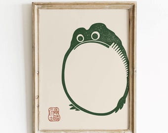 Matsumoto Hoji, Japanese frog - Vintage reproduction art print, Colorful toad drawing, Abstract wall art, Nature art decor, DIGITAL DOWNLOAD