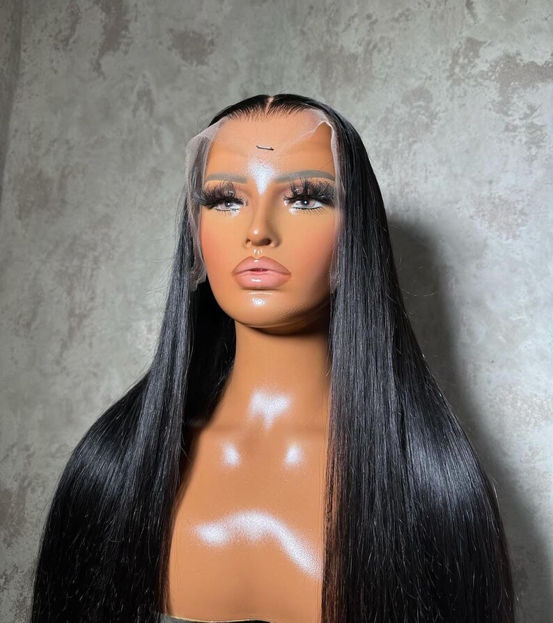 Saphire Custom Black Straight Virgin Human Hair Lace Front Wig HD Pre