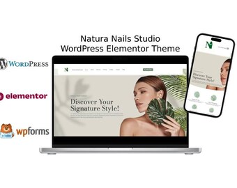 Natura Nails Studio WordPress Theme, Elementor Template for Nail Studios BLACK FRIDAY 75% OFF!