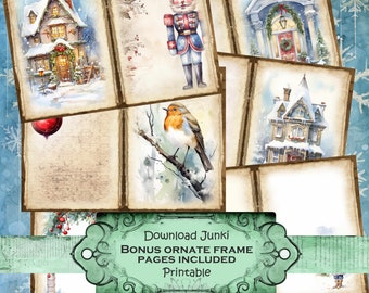Traditional Christmas junk journal digital download printable, DIY journal