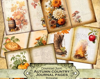 Autumn fall junk journal printable digital download grimoire