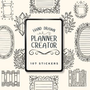 Hand drawn frames digital planner stickers. Cute functional decoration stickers for Goodnotes. Doodle frames, digital scrapbooking aa118