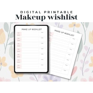 Planificador imprimible de listas de deseos de maquillaje, lista de compras de productos de belleza, tareas y cuidado personal, descarga digital imprimible Goodnotes A112 p12