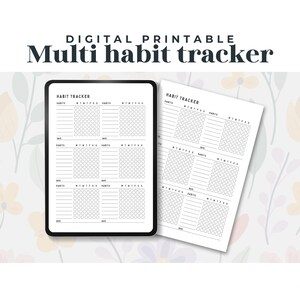 Multi habit tracker, PRINTABLE journal page, planner page, book journal, reading log, reading tracker, daily habit tracker, self care