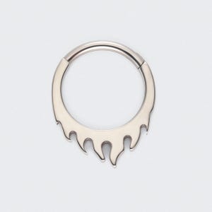 16G Flame Hinged Segment Hoop Ring in Silver - Titanium Nose Ring/Septum/Cartilage Hoop/Helix Hoop/Daith Hoop/Conch Hoop/Gift