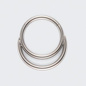 Aro de titanio con doble segmento de aro de 16 g en plata. Ideal para nariz, tabique nasal, cartílago, hélix, daith, caracola, hipoalergénico. Regalo.