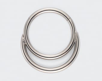 16G ダブルフープセグメントフープリング シルバー - チタンノーズリング/セプタム/軟骨フープ/ヘリックスフープ/ダイスフープ/コンク/低刺激性/ギフト