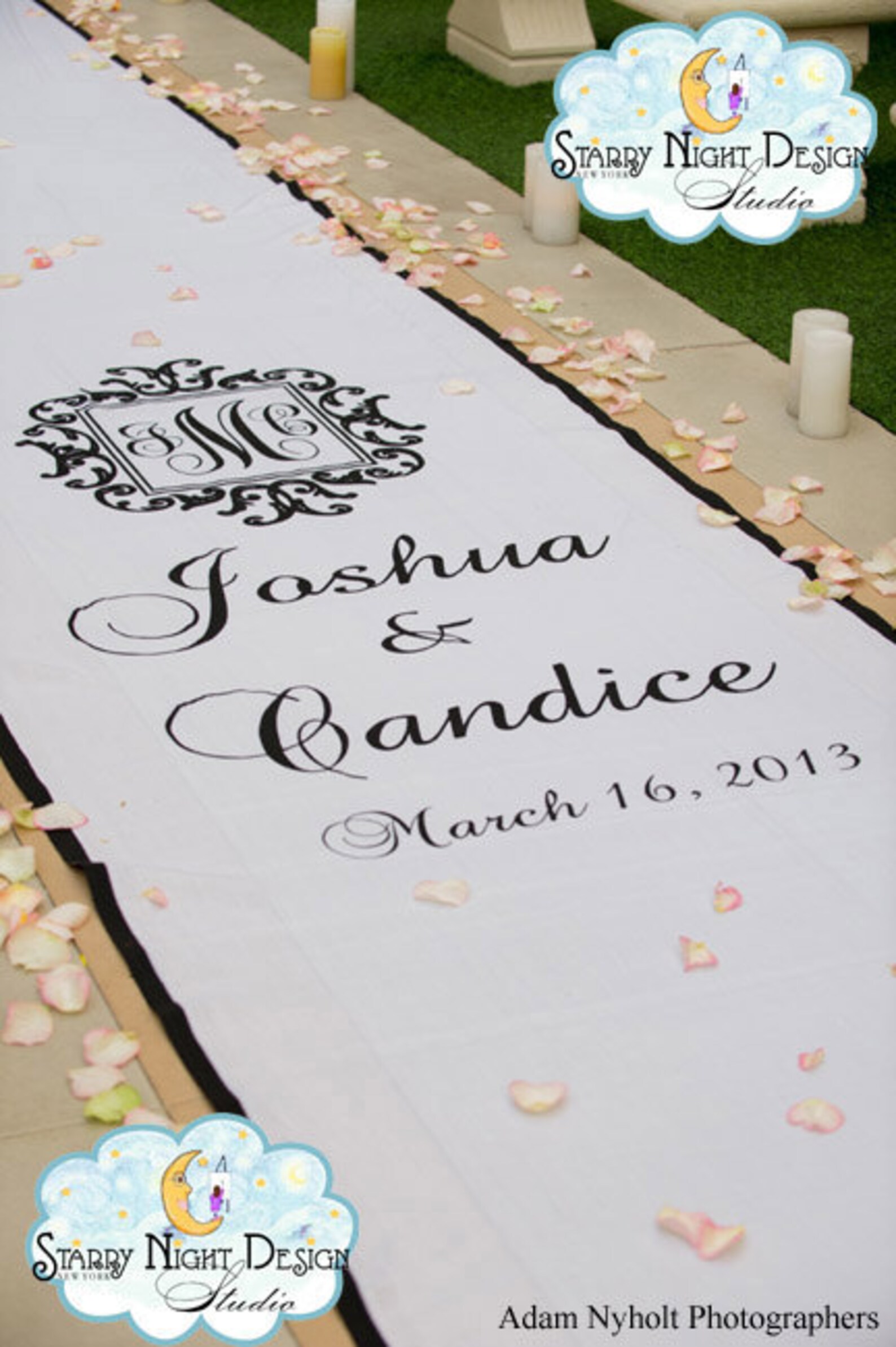 Aisle Runners Custom Aisle Runners with Monograms Black and Etsy