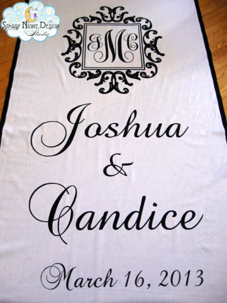Aisle Runners Custom Aisle Runners with Monograms Black and Etsy