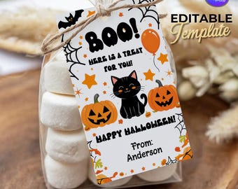 Halloween Favor Tags: Boo Gift and Treat Bag Labels (Printable Party Tags, Trick or Treat Favor Labels, Editable Template, Instant Download