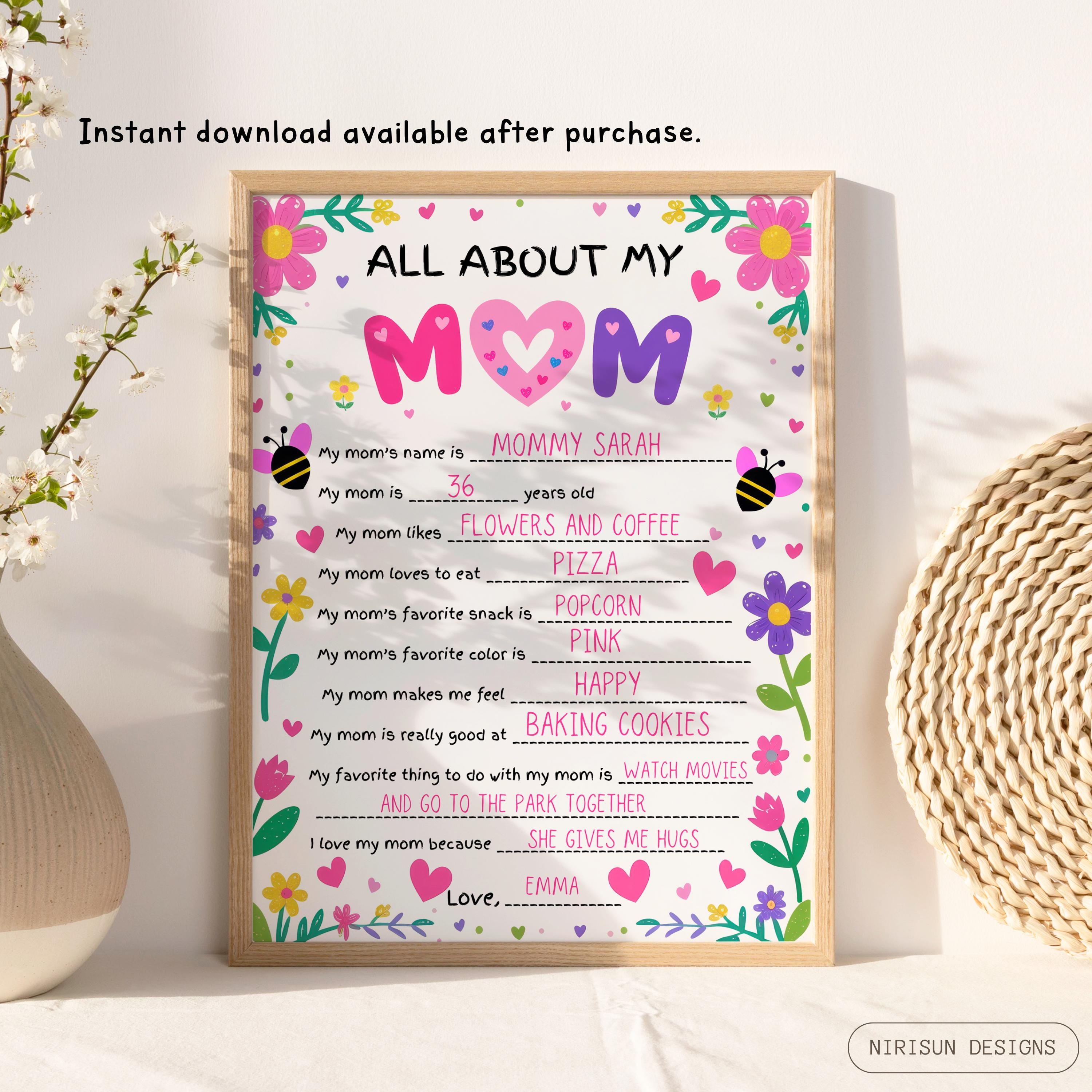 Mom. Printable Worksheet.pdf All About My Mom Printable Worksheet, Mother’s Day Activity Sheet, Kids ...