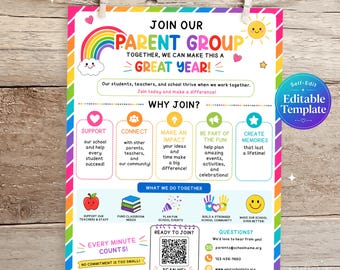 Editable Parent Group Flyer, School Volunteer Recruitment Flyer, Parent Involvement Template, School Flyer, School Parent Involvement Poster
