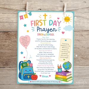 Christian Back to School Prayer Card Printable, First Day Prayer Card, Kids School Prayer PDF, Scripture Inspired Prayer Sheet