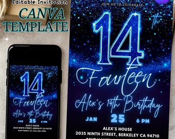 Regalo De Cumpleaños Número 14 Para Niño Y Niña, Camiseta Con Decoración De Tarjeta De Invitación De Cumpleaños De 14 Años, Invitación De Feliz Cumpleaños Número 14 Para Hija, Hijo, Sobrina Y