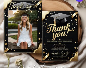 grad party thank you card template Thank You Card Templates