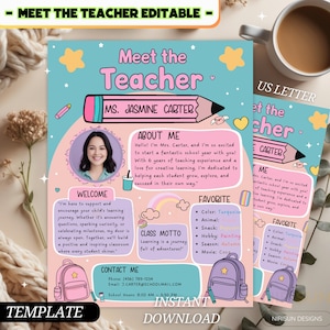 Meet The Teacher Template, Editable Back to School Newsletter, Teacher Introduction Flyer, Teacher Letter, Open House Welcome back Letter
