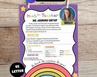 Editable Meet the Teacher Template, Teacher Introduction Letter, Back to School Welcome Flyer, About Me Teacher Sheet, Welcome letter