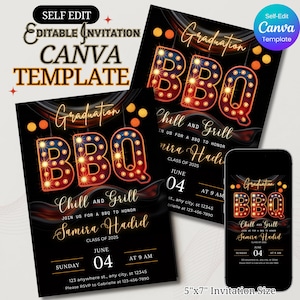 graduation bbq invite, chill and grill template, editable grad party card, canva bbq invitation, backyard grad party invite, printable bbq invite, fun graduation template, neon bbq invitation, grad party cookout card, class of 2025 invite, graduation cookout invite, self edit bbq invite, casual grad celebration, bbq party invitation, graduation party, bbq invitation, graduation dinner, chill and grill, celebrate the grad, graduation bbq, graduation cookout, barbecue invitation, grad party evite