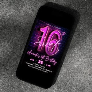 16th birthday invite, sweet sixteen invite, sixteenth birthday, sweet 16 evite, 16th invitation, 16th birthday girl, neon glow party, sweet 16 invite, printable sweet 16, 16th birthday party, sweet 16 printable, sweet 16 sixteen, sixteen birthday, sweet sixteen party, 50th birthday invite, luxury invitation, sweet 16 invitation, sweet 16 invitations, 16th birthday, sweet 16 decor, 16 birthday party, birthday video, sweet 16 party, sweet 16, girl birthday invite, sweet 16 birthday