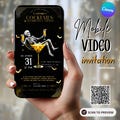 Skeleton Halloween Party Video Invitation, Animated Spooky Costume Cocktails Digital Evite, Editable Canva Template, Adult Halloween Invite product logo