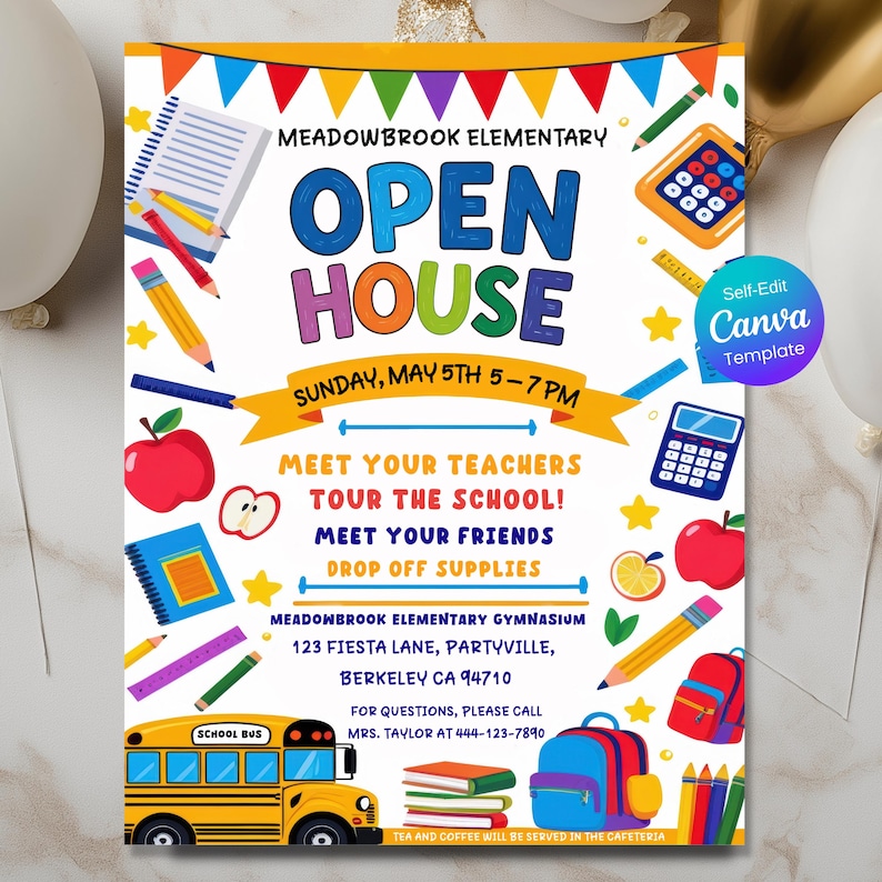 Back to School Flyer, School Open House Flyer, Editable School Flyer ...