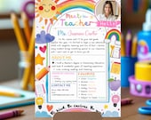 Meet The Teacher Template, Get to know Teacher Kindergarten flyer All About My Teacher, Newsletter for Back to School or Open House Editable