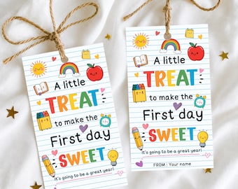 Back to School Gift Tags, Happy First Day Treat Tags, Printable School Gift Tag, Student Welcome Tag, Editable Name, Student Gift Tags