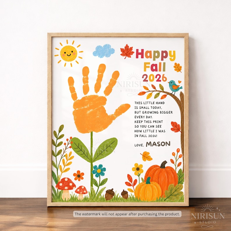 Fall 2026 Handprint Craft Printable, Happy Fall Handprint Art ...