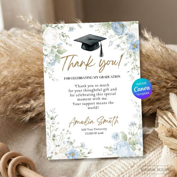 what to say in a thank you grad card Amazon.com : Hello Love Goods Graduation Thank You Cards Personalized with  Name, 5.5x4.25 Black and White Thank You Note Cards, Envelopes Included  (Flat Notecard) : Office Products