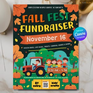 Editable Fall Festival Flyer Template Printable Fall Harvest Poster, Kids Autumn Event Invite, Community Church School Halloween Party Canva