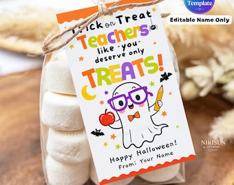 Halloween Teacher Gift Tags, Trick or Treat Teachers Treat Tags, Teacher Tags Halloween School Tags For Teacher Appreciation, Staff Coworker