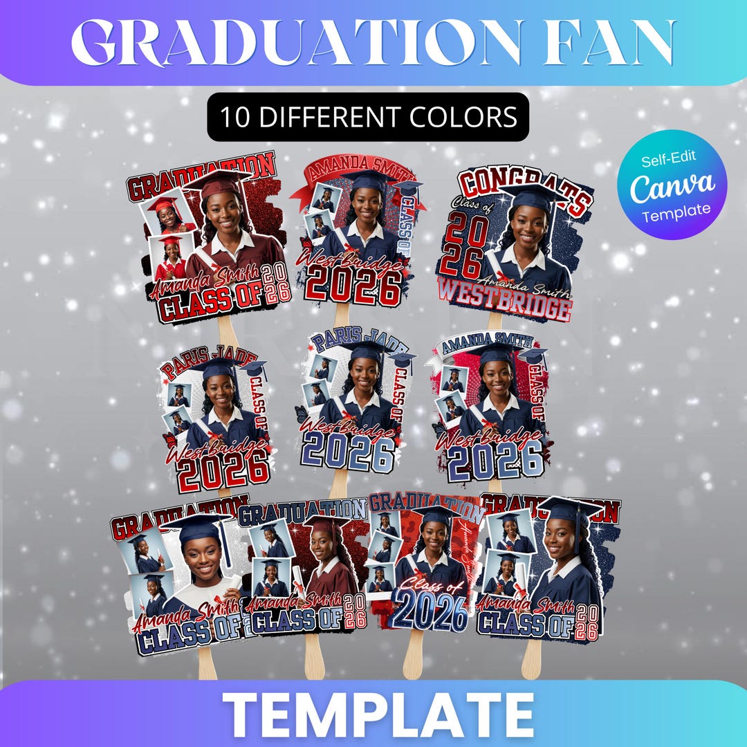 Graduation Fan Template Class of 2026 Editable Canva Template Photo Fan ...