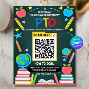 Editable Join the PTO Flyer Canva Template, Back-to-School Parent Volunteer Sign-Up, School Parent Recruitment Printable Join the PTA Poster