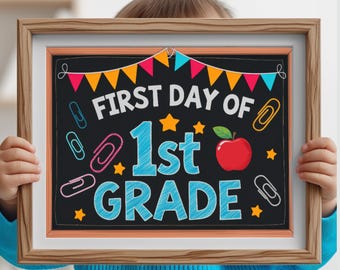First Day of First Grade Sign Printable Back to School Sign First Day of School Sign School Photo Prop Kids Teacher Instant Digital Download