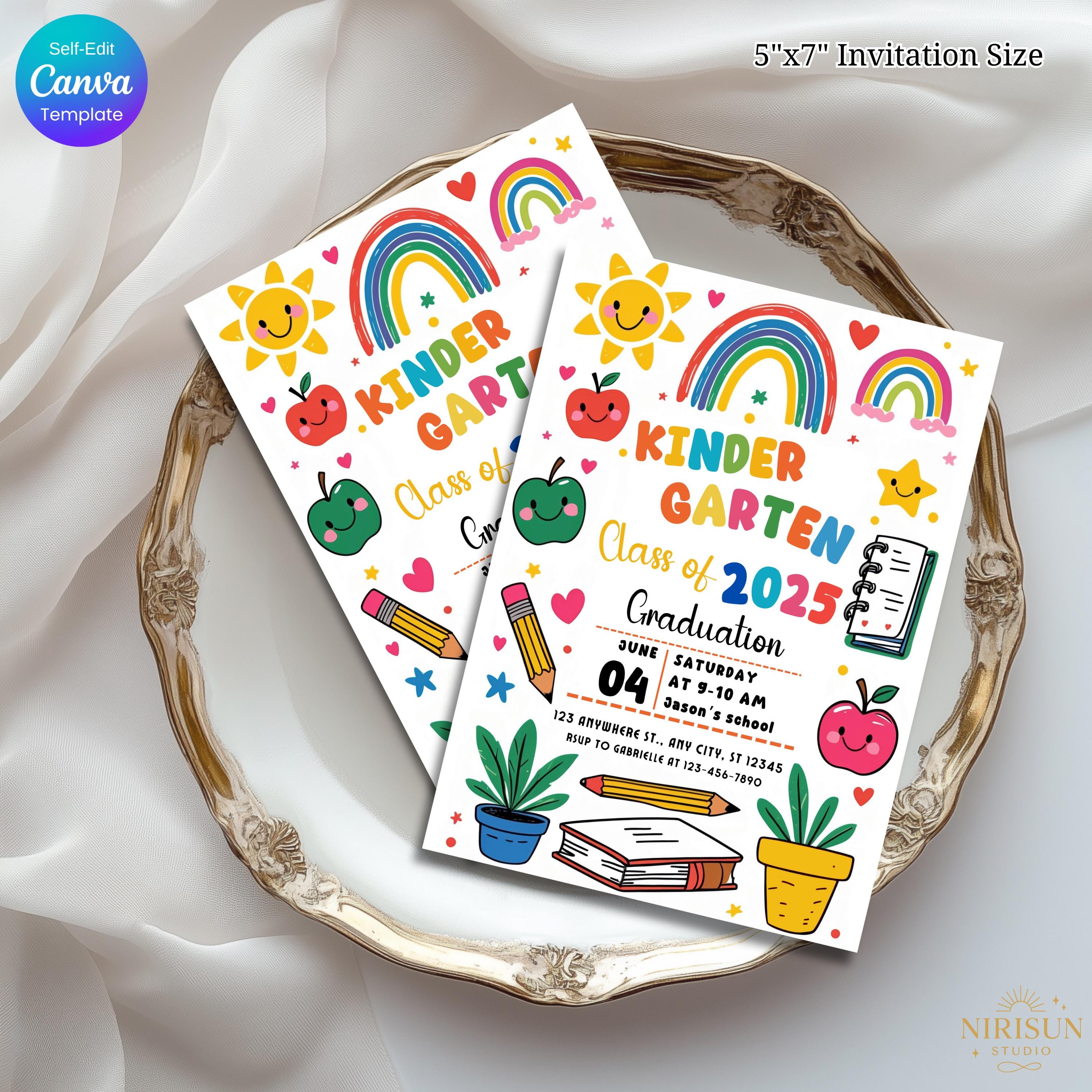 Kinder Invit Kindergarten Graduation Invitation, Kindergarten Announcement Party ...