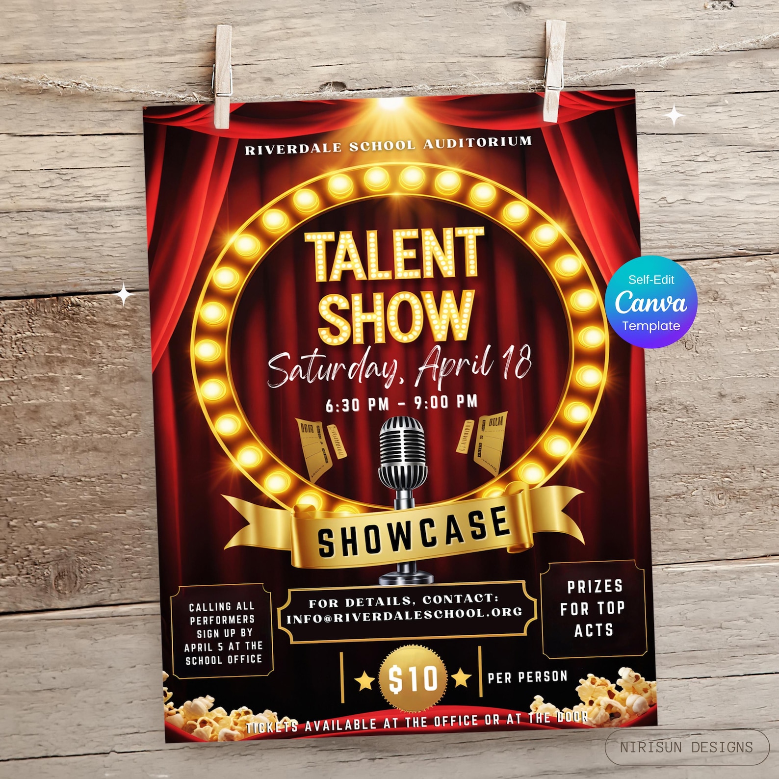 Talent Show Flyer Template | Show Poster | Editable Canva Flyer ...