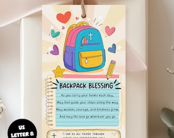 Printable Backpack Blessing Tags, Christian Back to School Gift Tags, First Day of School Prayer Bag Tags, Church Blessing Children Ministry