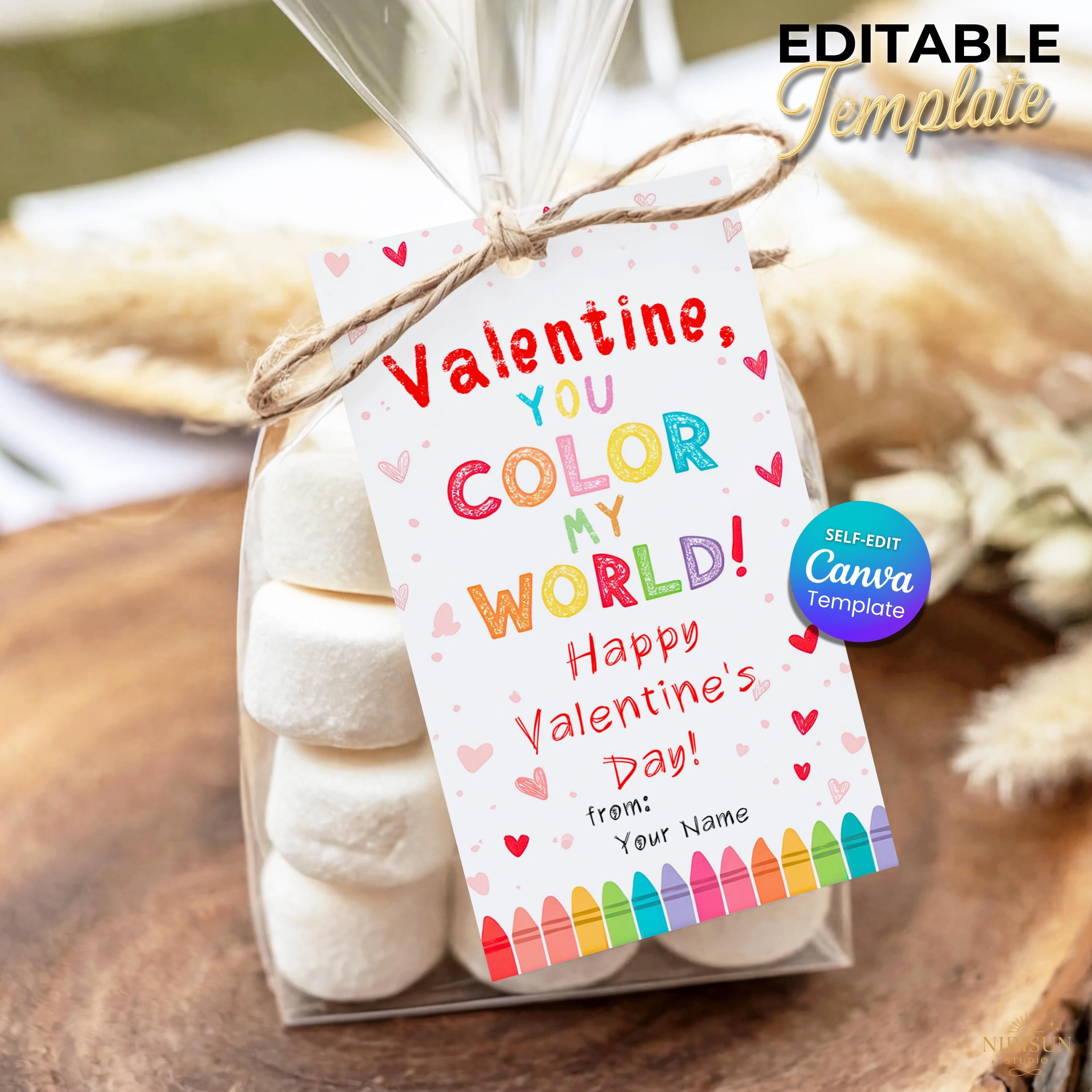 23 Valentine's Day Printable Bottle Labels for Festive Fun 20 Valentine Crayon Gift Tag, Teacher Valentine Gift Tag Printable,…