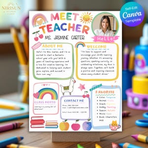 Meet The Teacher Template, Editable Back to School Newsletter, Teacher Introduction Flyer, Teacher Letter, Open House Welcome back Letter